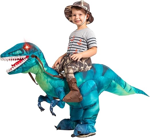 GOOSH Inflatable Dinosaur Costume for Kids Halloween Costumes Boys Girls Funny Blow up Costume for Halloween Party Cosplay (Size 7-10Y)