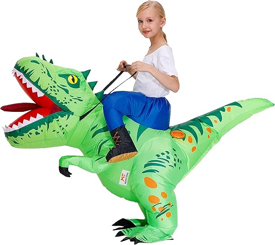 Inflatable Dinosaur Costume Kids Riding T Rex Blow up Halloween Costume Funny Party for Boys/Girls (Size 7-10Y))
