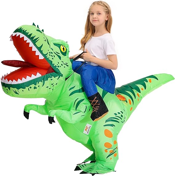 Inflatable Dinosaur Costume Kids Riding T Rex Blow up Halloween Costume Funny Party for Boys/Girls (Size 7-10Y))