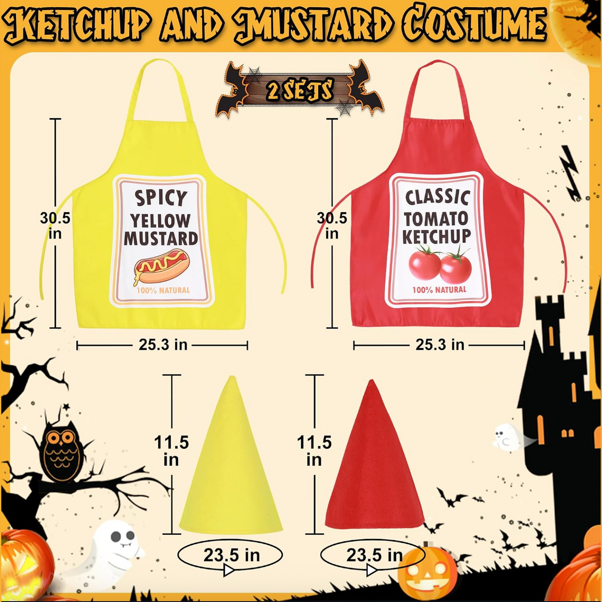2 Set Ketchup and Mustard Costume Apron