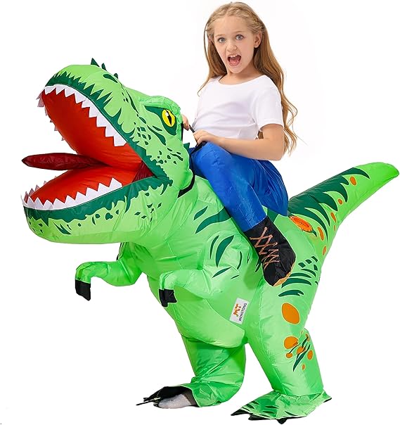 Inflatable Dinosaur Costume Kids Riding T Rex Blow up Halloween Costume Funny Party for Boys/Girls (Size 4-6Y)
