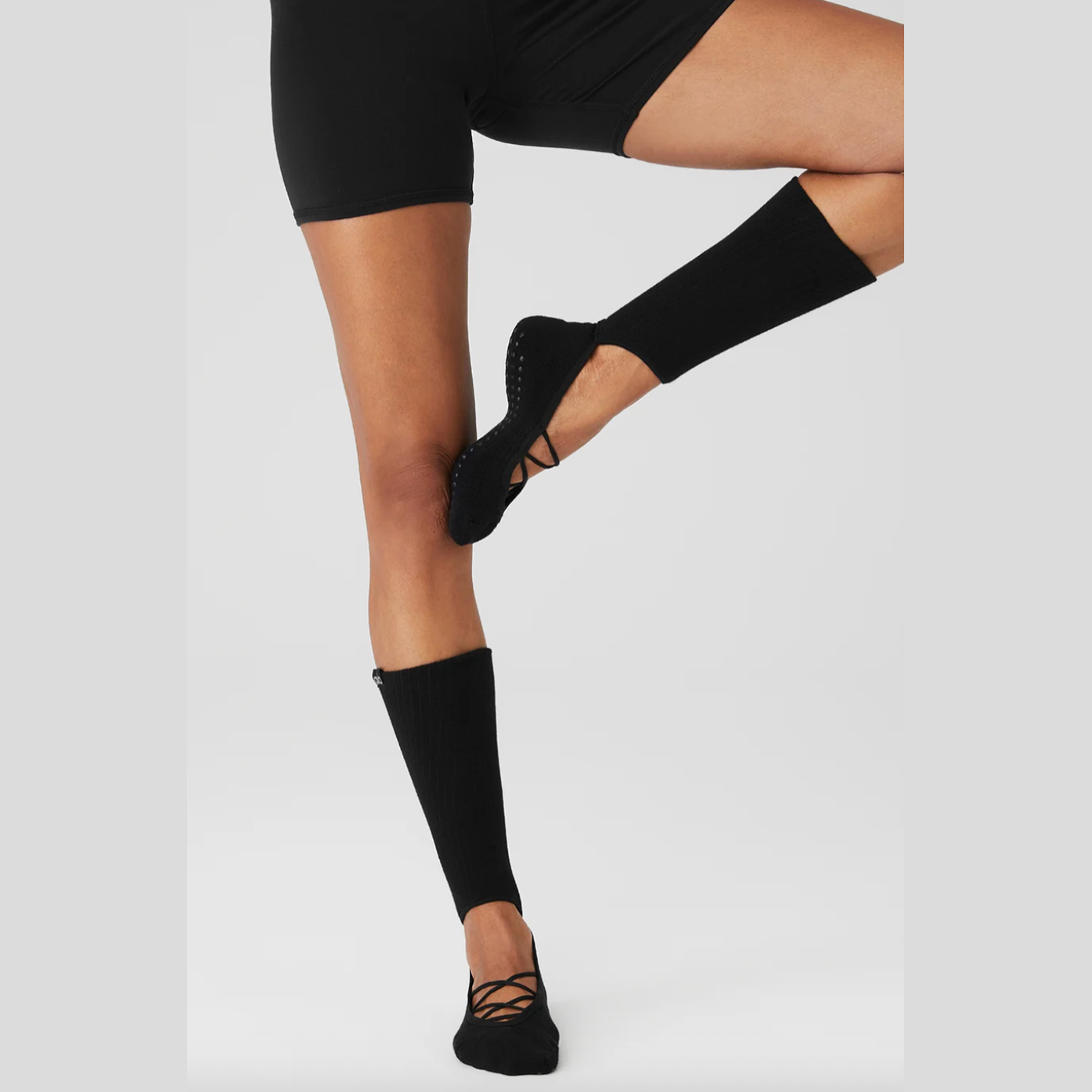 ALO Women's Strappy Siren Grip Sock - Black 