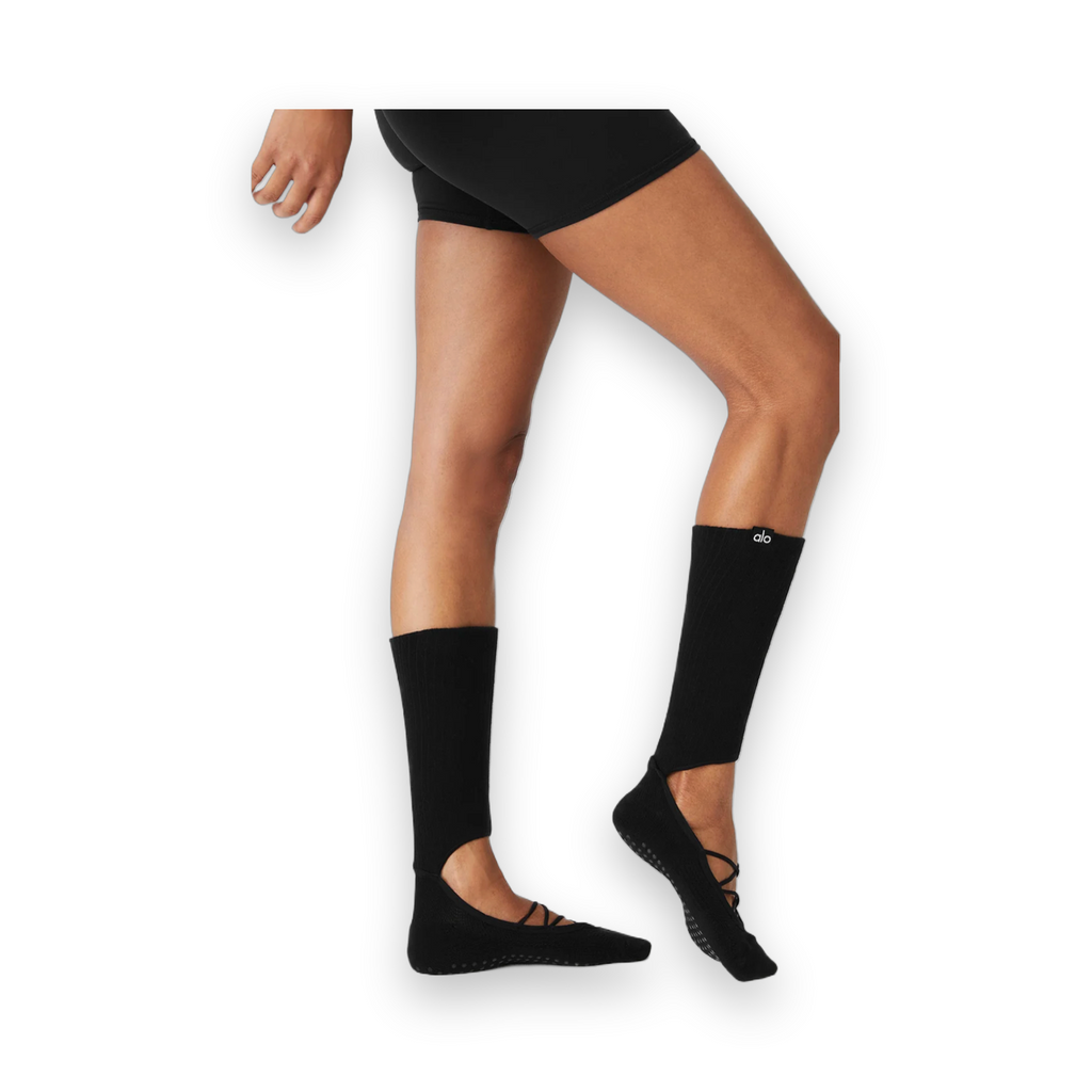 ALO Women's Strappy Siren Grip Sock - Black 