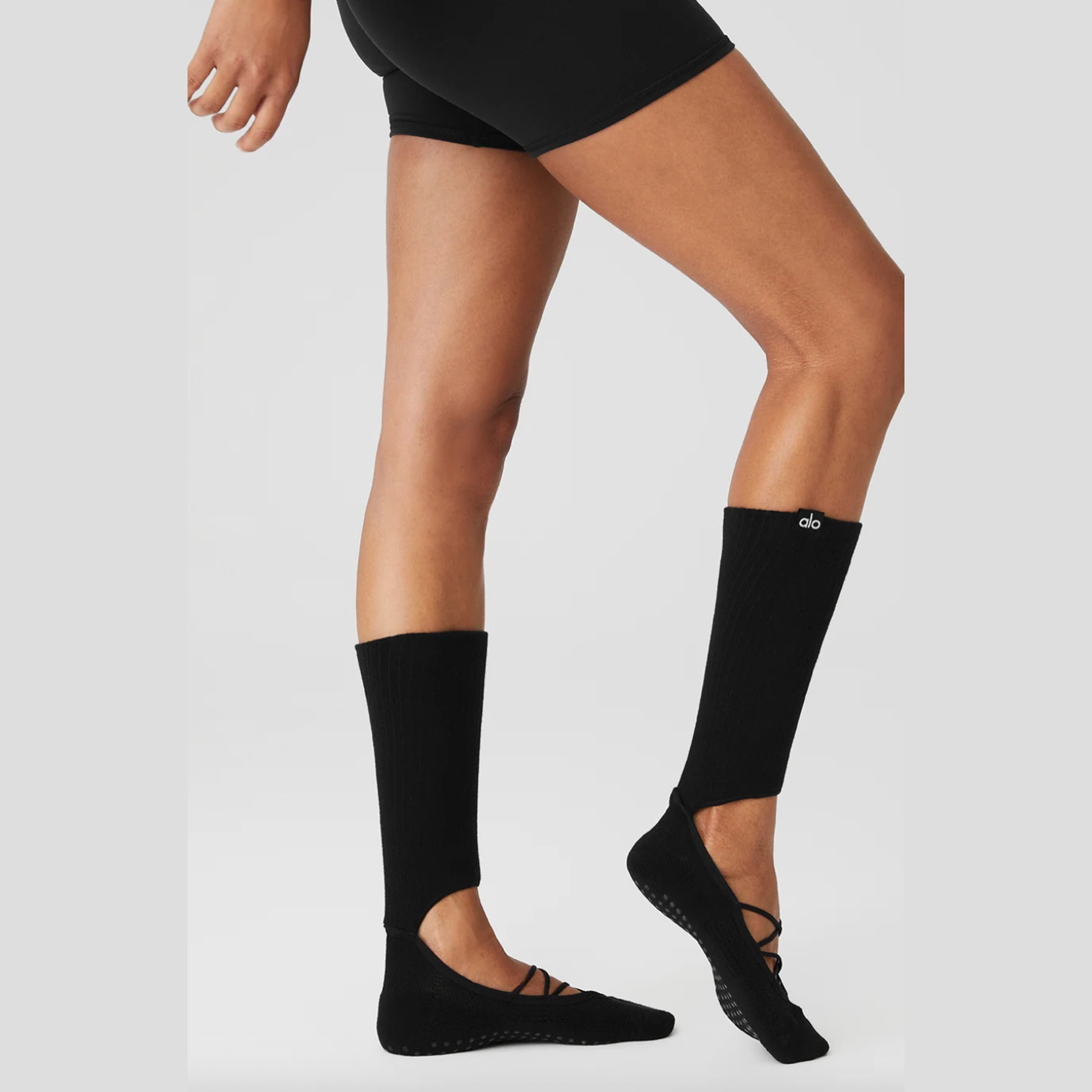 ALO Women's Strappy Siren Grip Sock - Black 