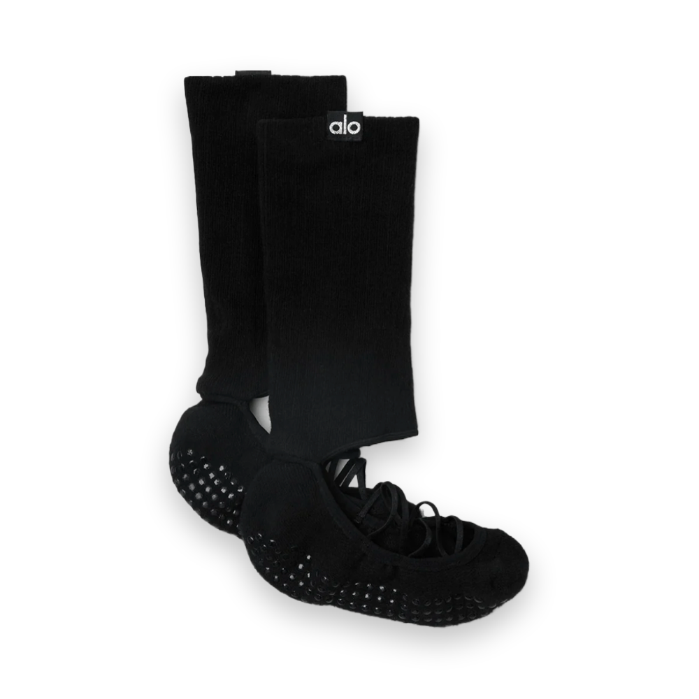 ALO Women's Strappy Siren Grip Sock - Black 