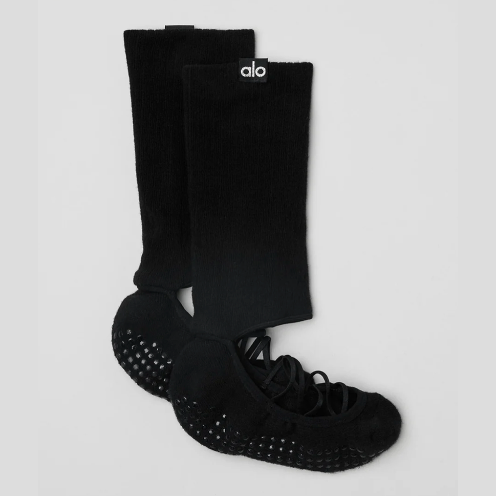 ALO Women's Strappy Siren Grip Sock - Black 