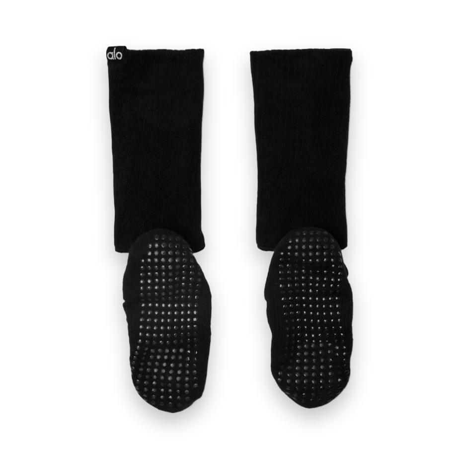 ALO Women's Strappy Siren Grip Sock - Black 