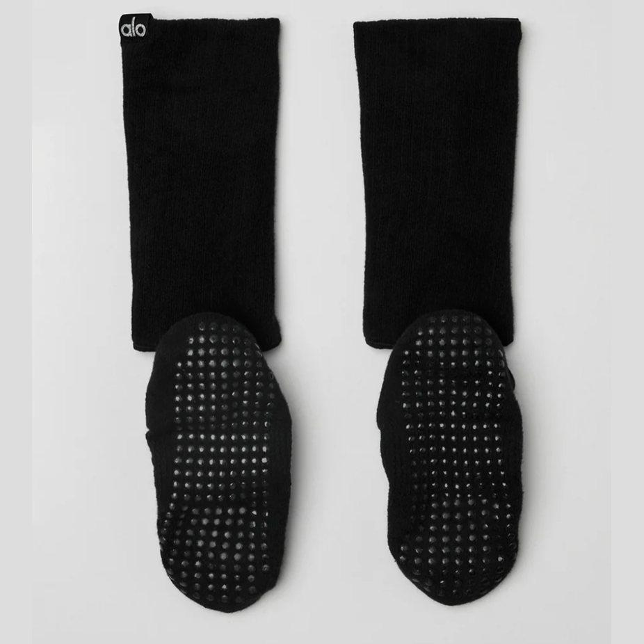 ALO Women's Strappy Siren Grip Sock - Black 