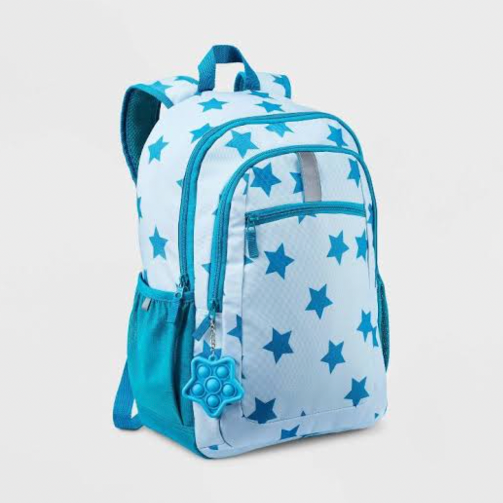 Cat & Jack kids' classic 17-inch star-print backpack - White/Blue 