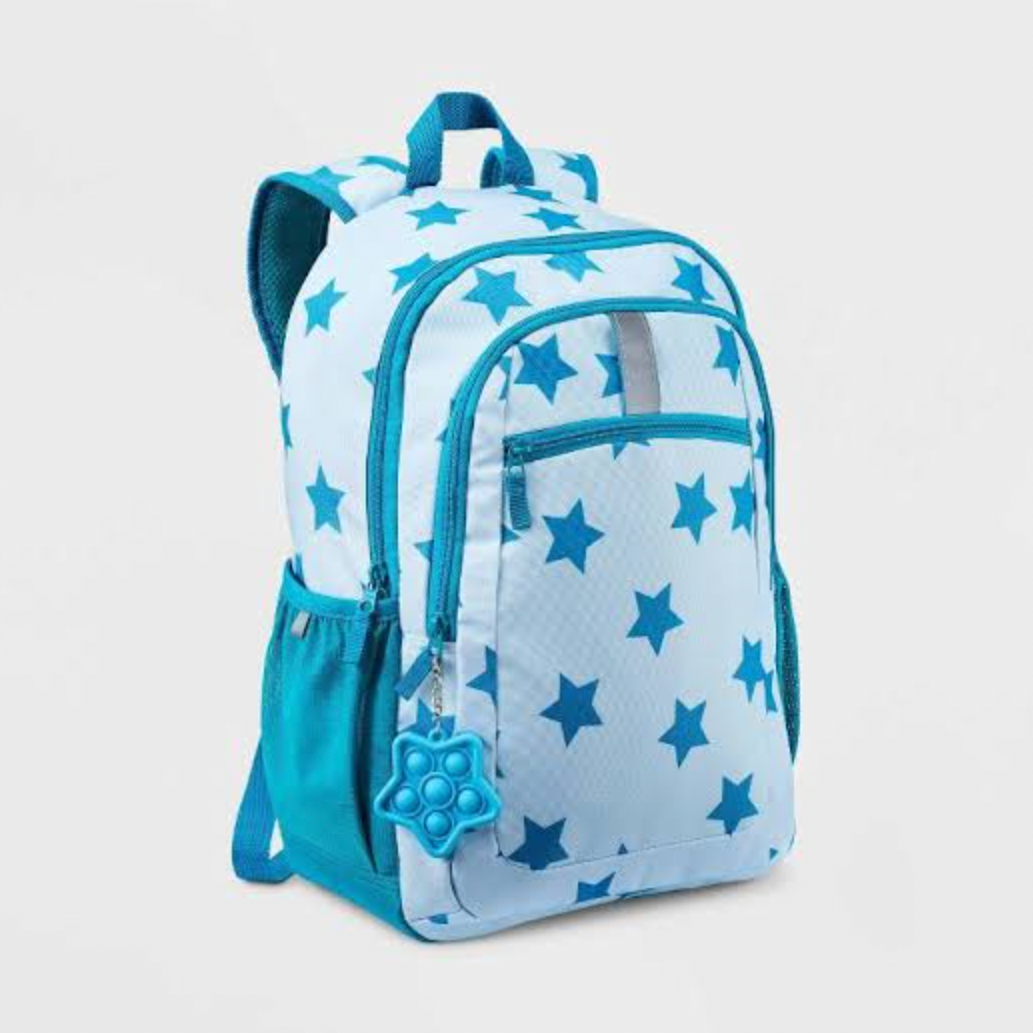 Cat & Jack kids' classic 17-inch star-print backpack - White/Blue 