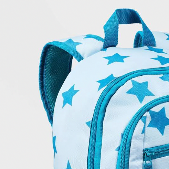 Cat & Jack kids' classic 17-inch star-print backpack - White/Blue 