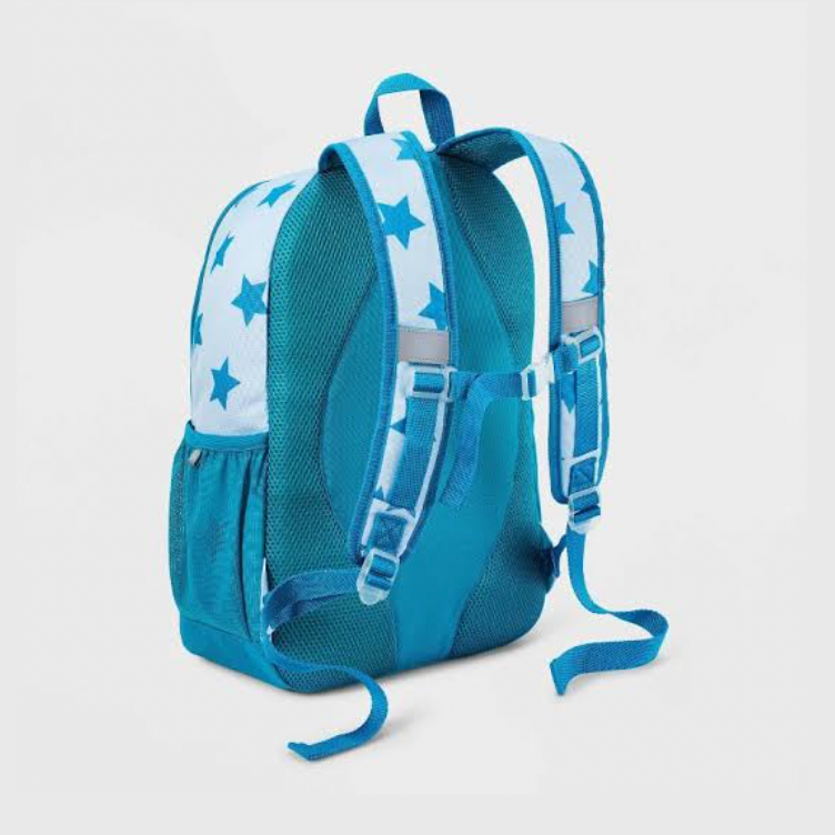 Cat & Jack kids' classic 17-inch star-print backpack - White/Blue 