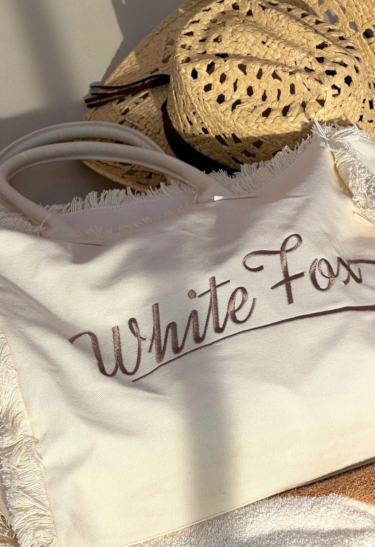 White Fox Addyson Beach Tote Bag Cream