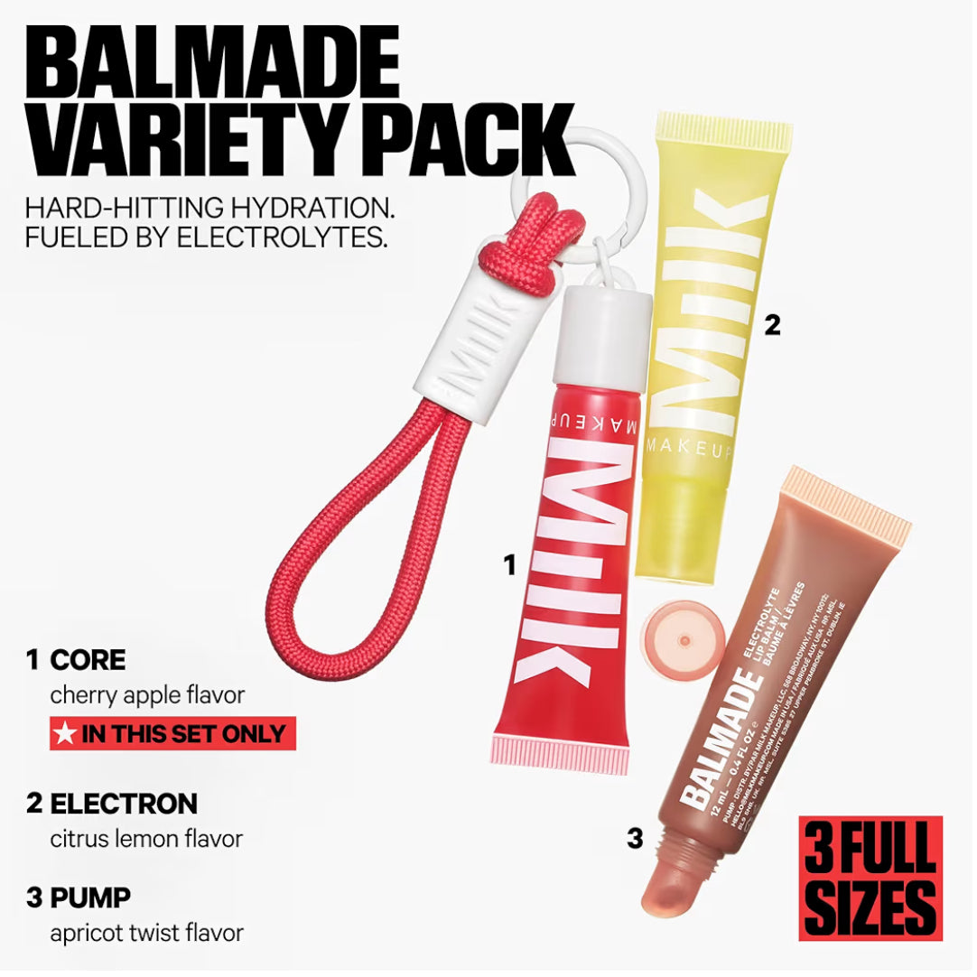 Milk Makeup Balmade Electrolyte Lip Balm Trio + Keychain