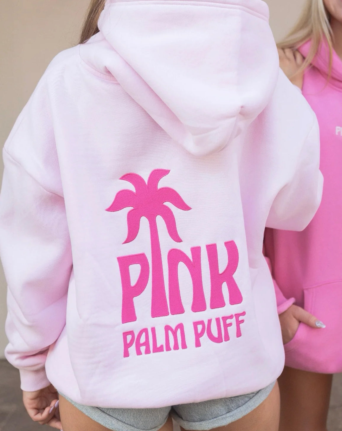 PINK PALM PUFF-Classic Puff Hoodie in Blush