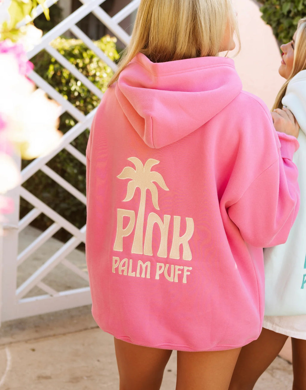 PINK PALM PUFF-Classic Puff Hoodie in Raspberry