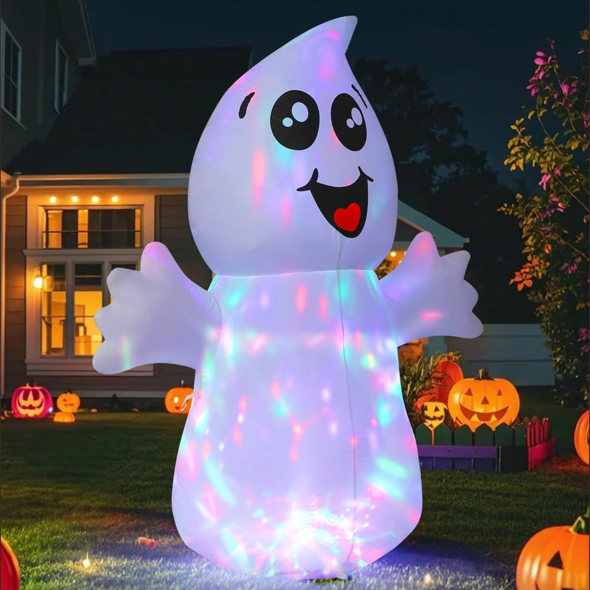 GOOSH 5 FT Halloween Inflatable Ghost Outdoor Decoration with Magic Light