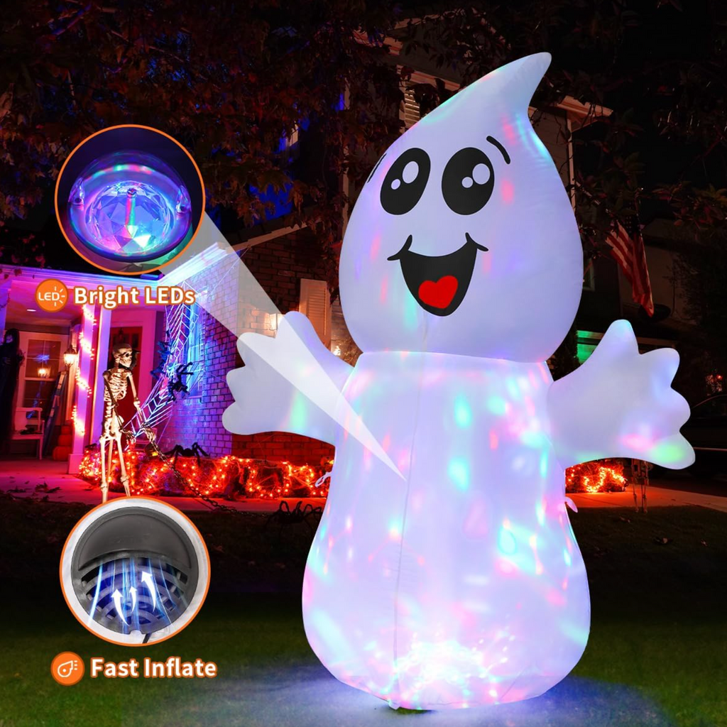 GOOSH 5 FT Halloween Inflatable Ghost Outdoor Decoration with Magic Light
