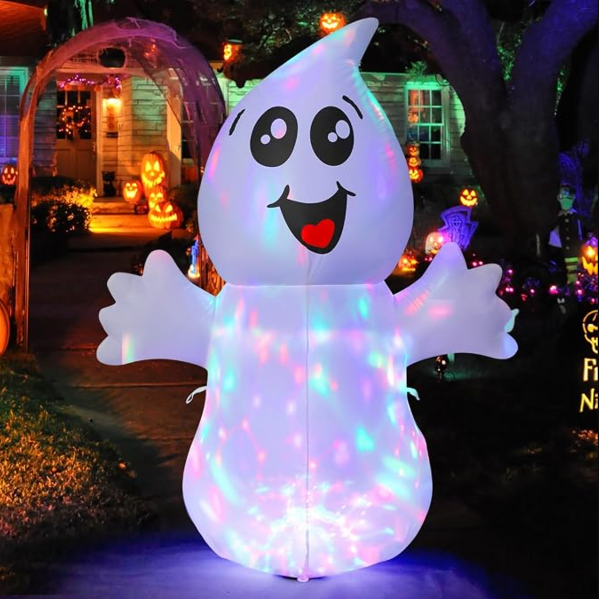 GOOSH 5 FT Halloween Inflatable Ghost Outdoor Decoration with Magic Light