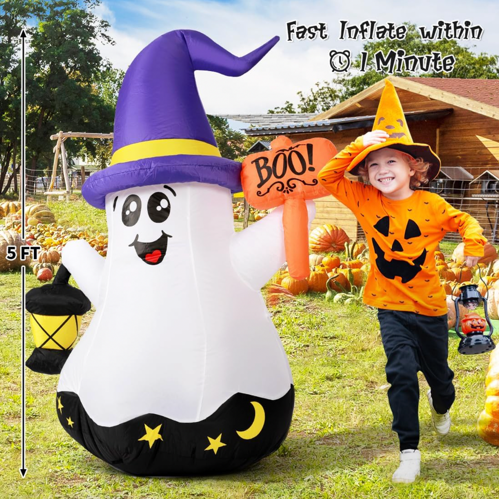 GOOSH 5 FT Halloween Inflatables Ghost Outdoor Decorations