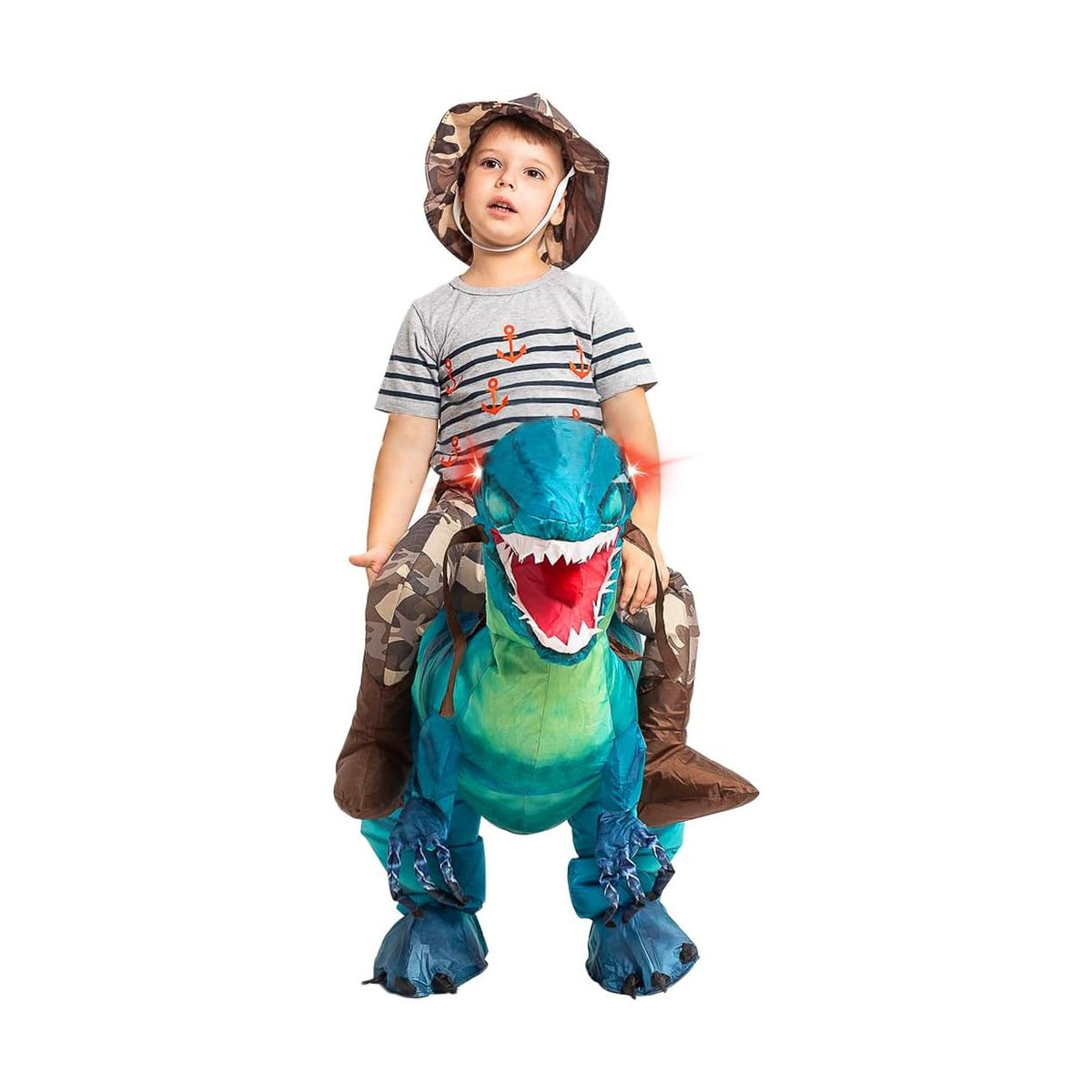 GOOSH Inflatable Dinosaur Costume for Kids Halloween Costumes Boys Girls Funny Blow up Costume for Halloween Party Cosplay Size 7-10Y 
