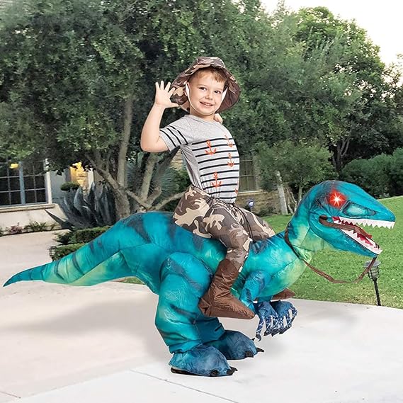 GOOSH Inflatable Dinosaur Costume for Kids Halloween Costumes Boys Girls Funny Blow up Costume for Halloween Party Cosplay Size 7-10Y 