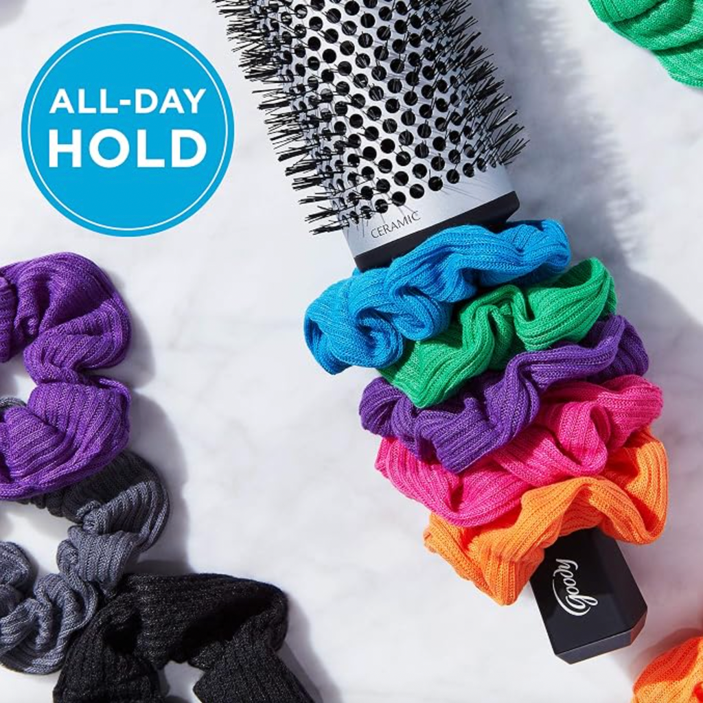 Goody Ouchless Jersey Scrunchies - Assorted Neon Rainbow Tones