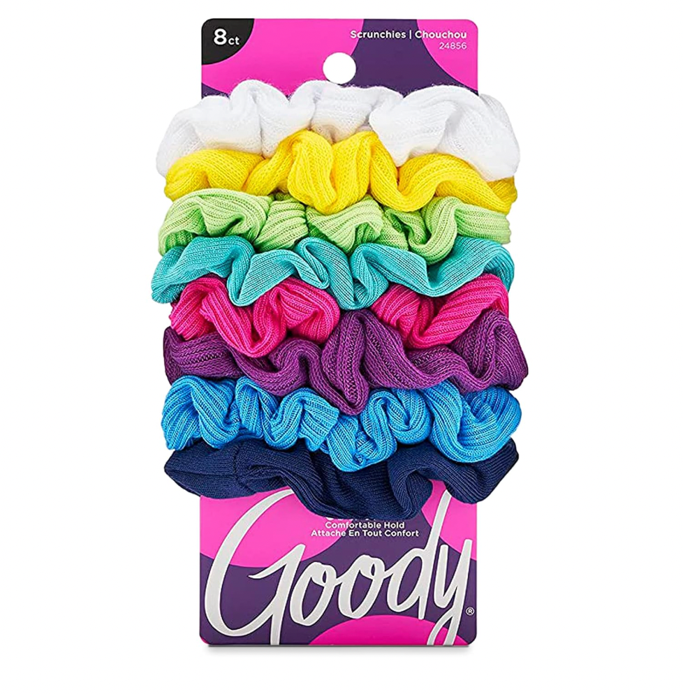 Goody Ouchless Jersey Scrunchies - Assorted Neon Rainbow Tones
