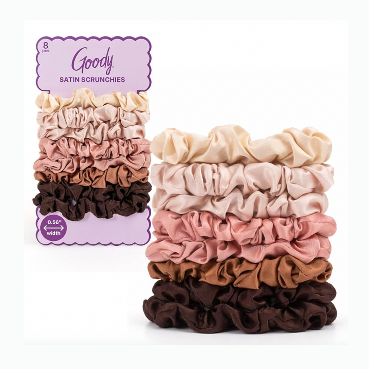 Goody Ouchless Skinny Satin Scrunchies - Pink