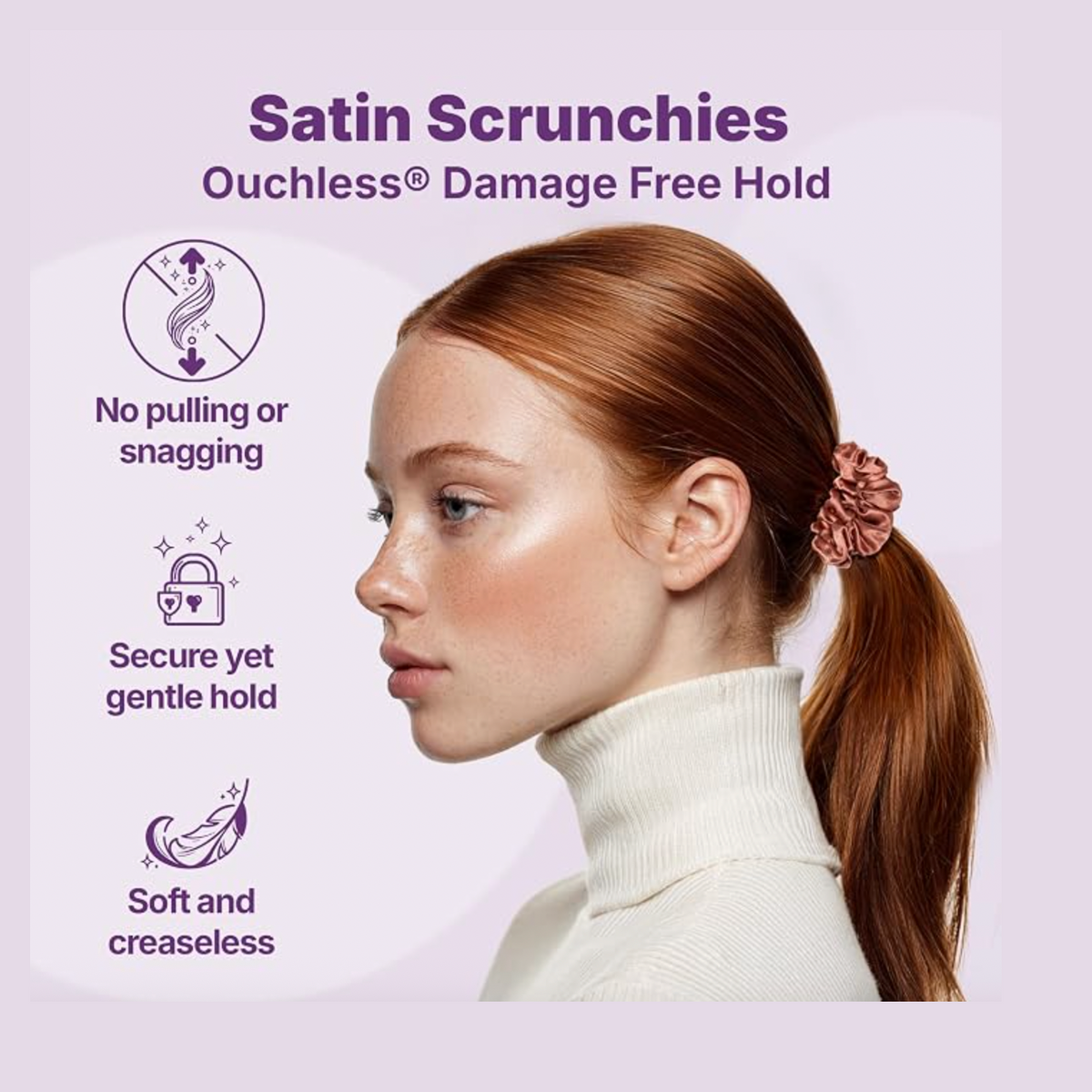 Goody Ouchless Skinny Satin Scrunchies - Pink