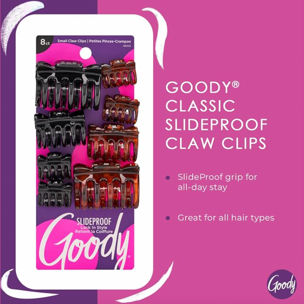 Goody SlideProof Classics Claw Clips Assorted Sizes & Colors