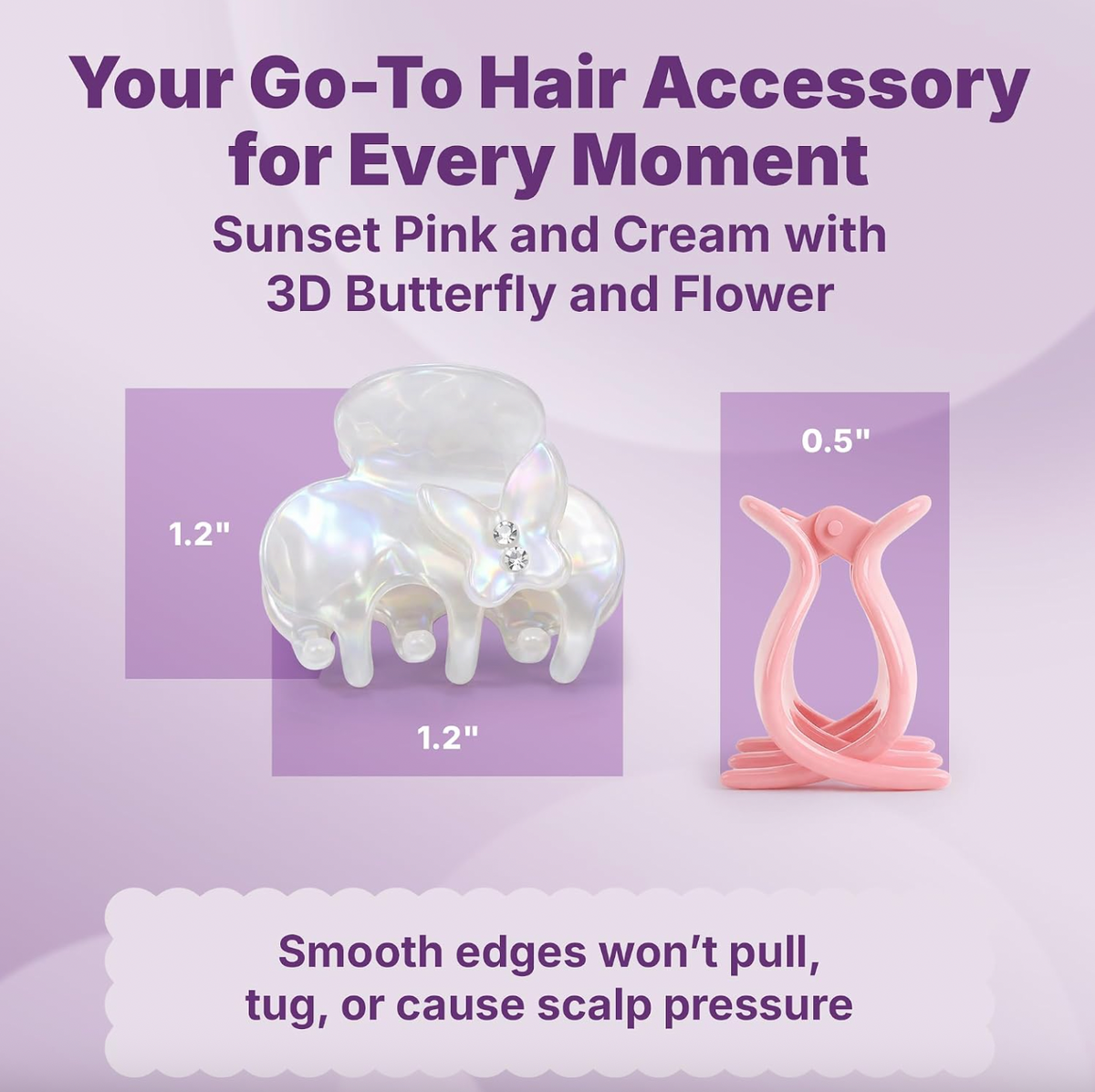 Goody SlideProof Mini Claw Clips - White Flowers and Pink