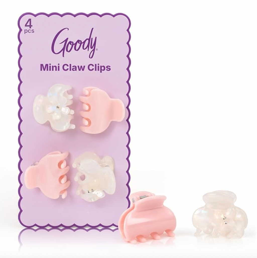 Goody SlideProof Mini Claw Clips - White Flowers and Pink
