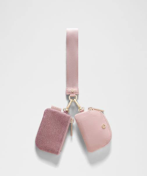 LuluLemon Dual Pouch Wristlet- Pink Champagne/Mink Berry/Gold