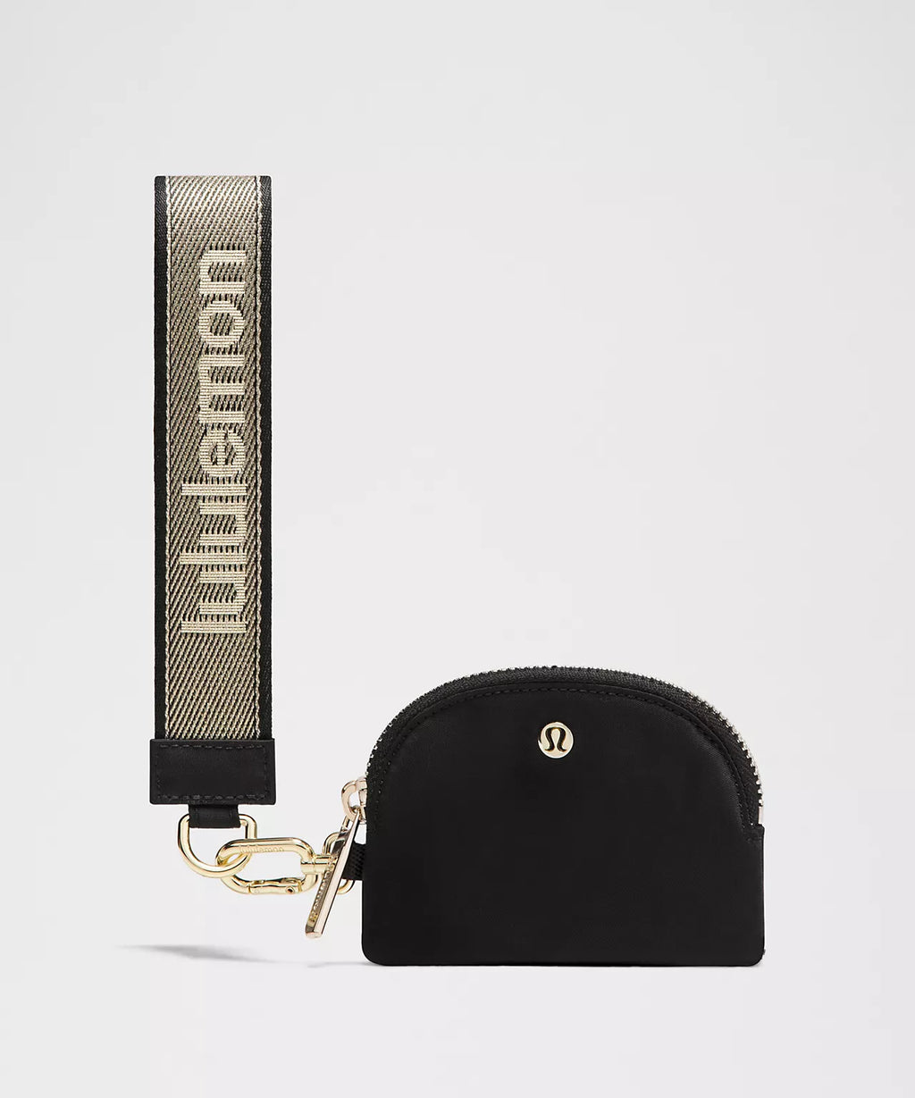 LuluLemon Dual Pouch Wristlet Metallic Wordmark - Black/Gold