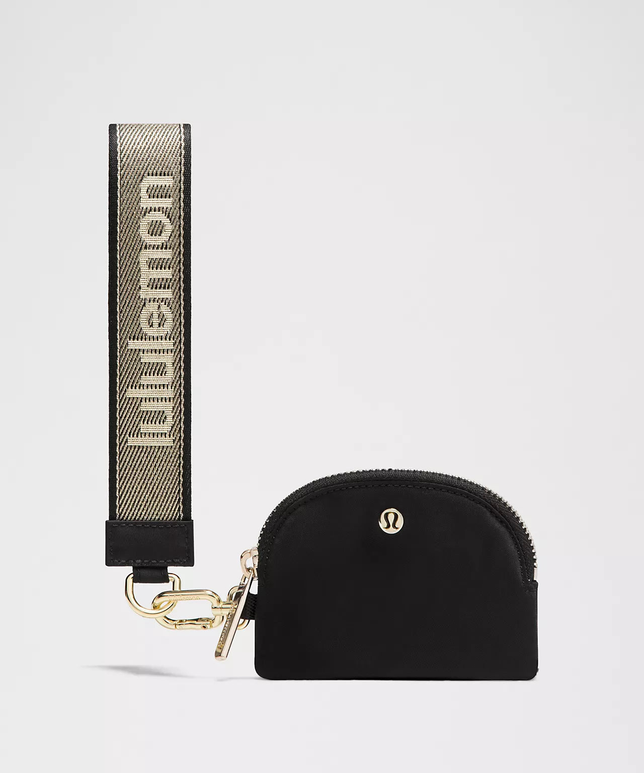 LuluLemon Dual Pouch Wristlet Metallic Wordmark - Black/Gold