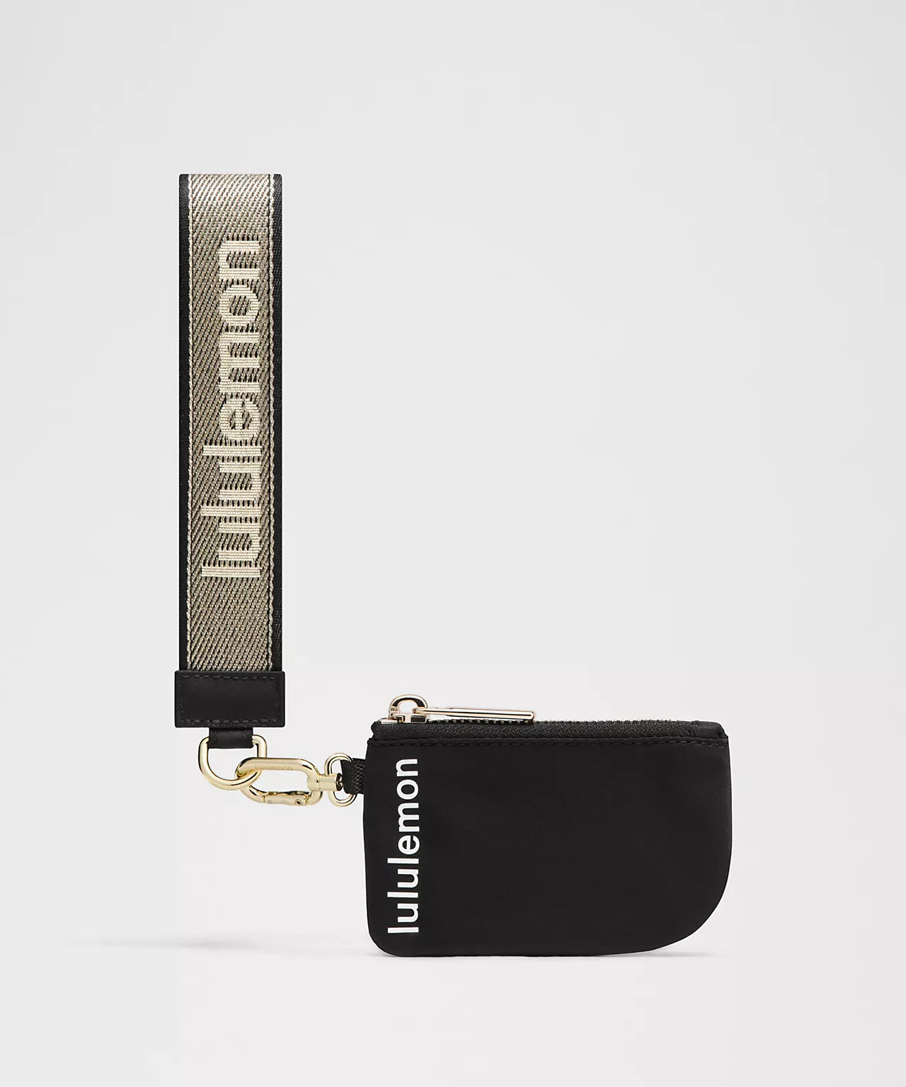 LuluLemon Dual Pouch Wristlet Metallic Wordmark - Black/Gold