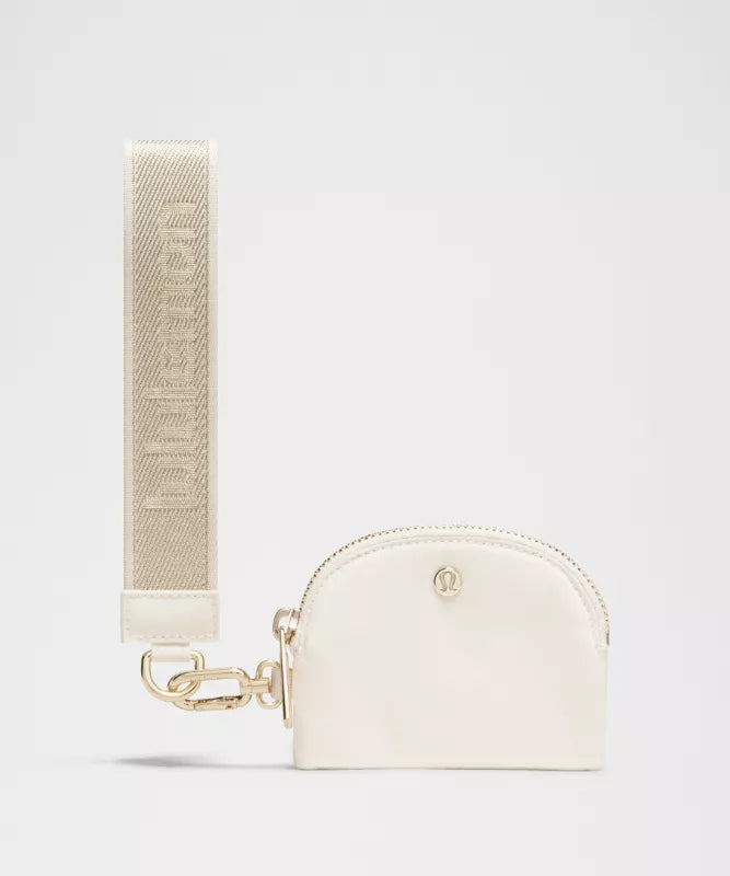 LuluLemon Dual Pouch Wristlet Metallic Wordmark - Light Ivory