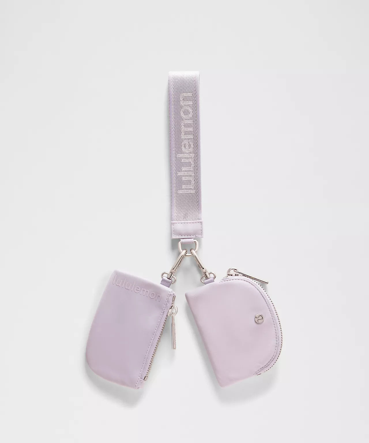LuluLemon Dual Pouch Wristlet Metallic Wordmark - Faint Lavendar