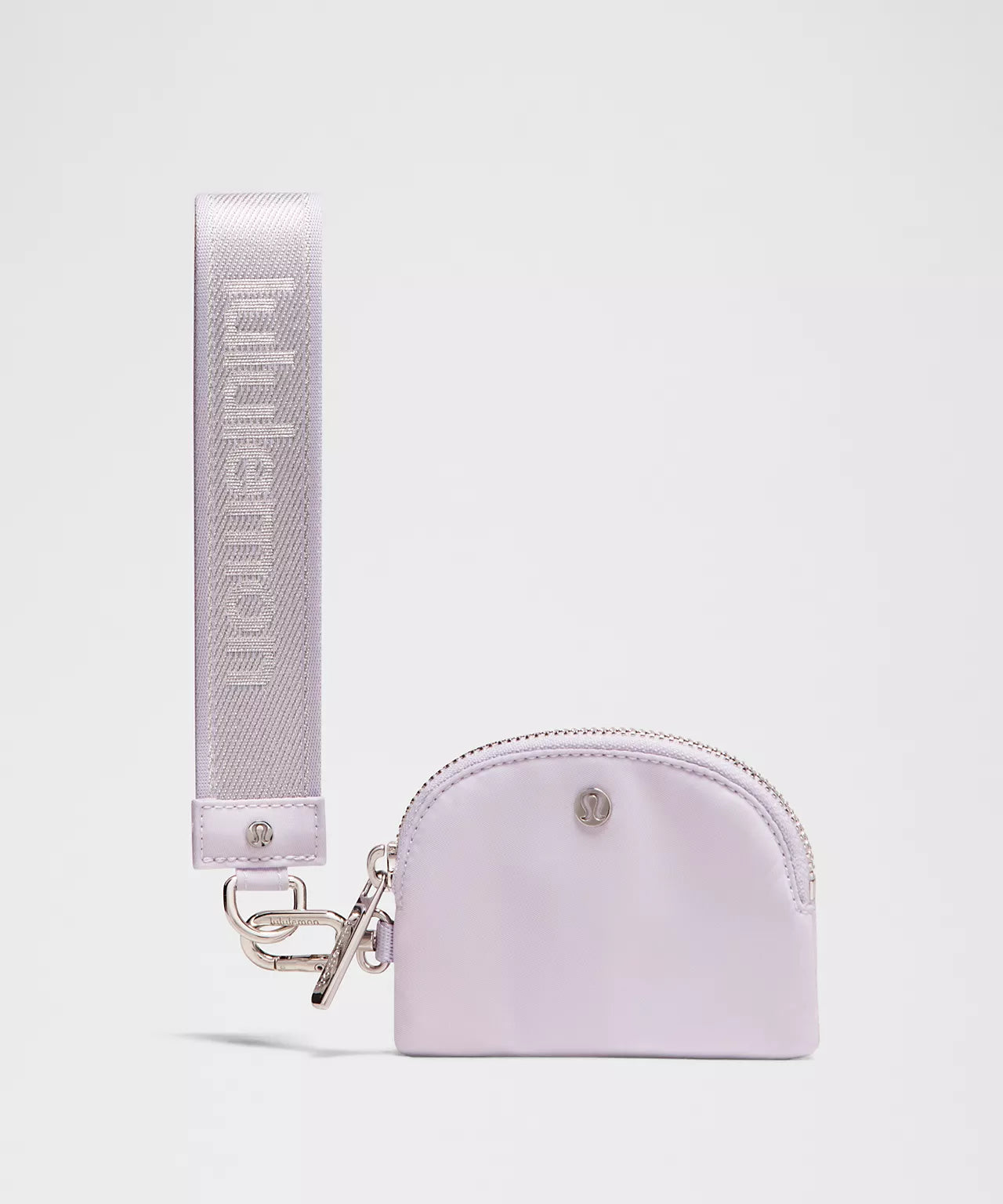 LuluLemon Dual Pouch Wristlet Metallic Wordmark - Faint Lavendar