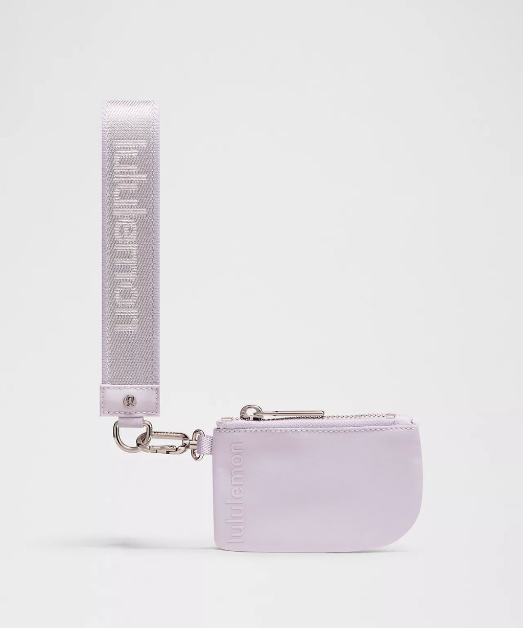 LuluLemon Dual Pouch Wristlet Metallic Wordmark - Faint Lavendar