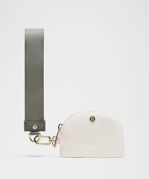 LuluLemon Dual Pouch Wristlet - Grey Sage/Light Ivory/Gold