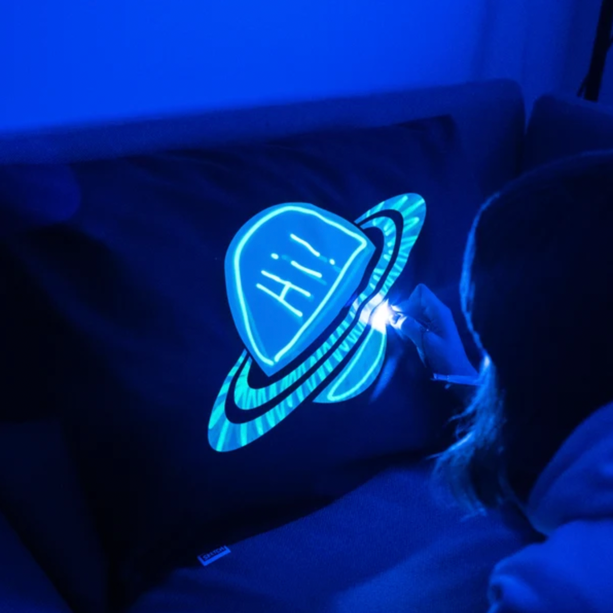 Illuminated Apparel Glow Sketch Pillowcase - Space Planet