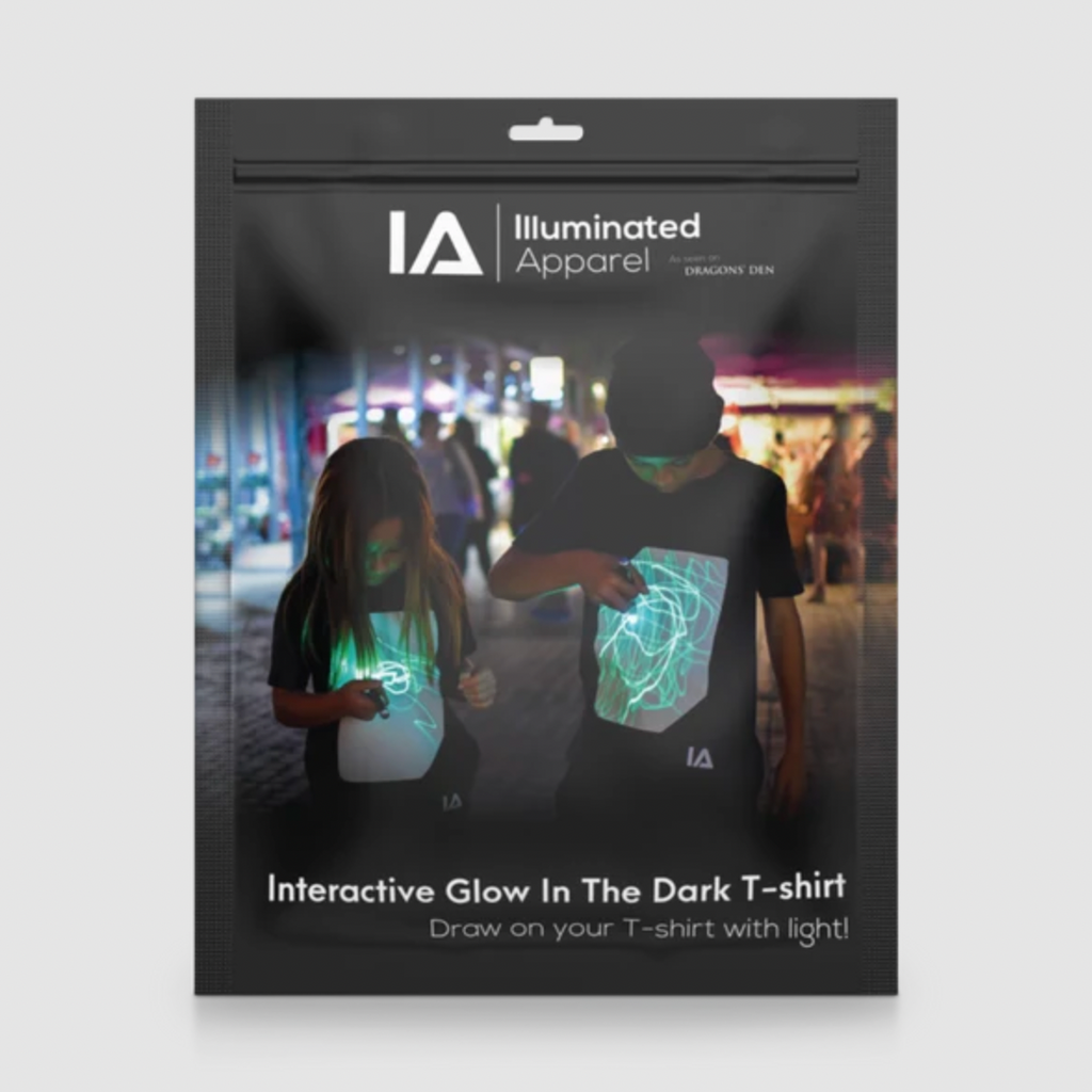 Illuminated Apparel Interactive Glow In The Dark T-Shirt - Black & Green Glow