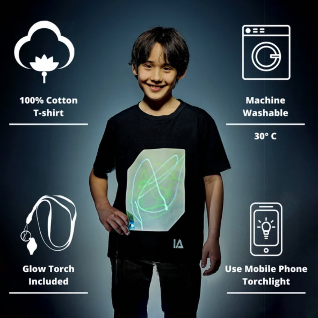Illuminated Apparel Interactive Glow In The Dark T-Shirt - White & Pink Glow