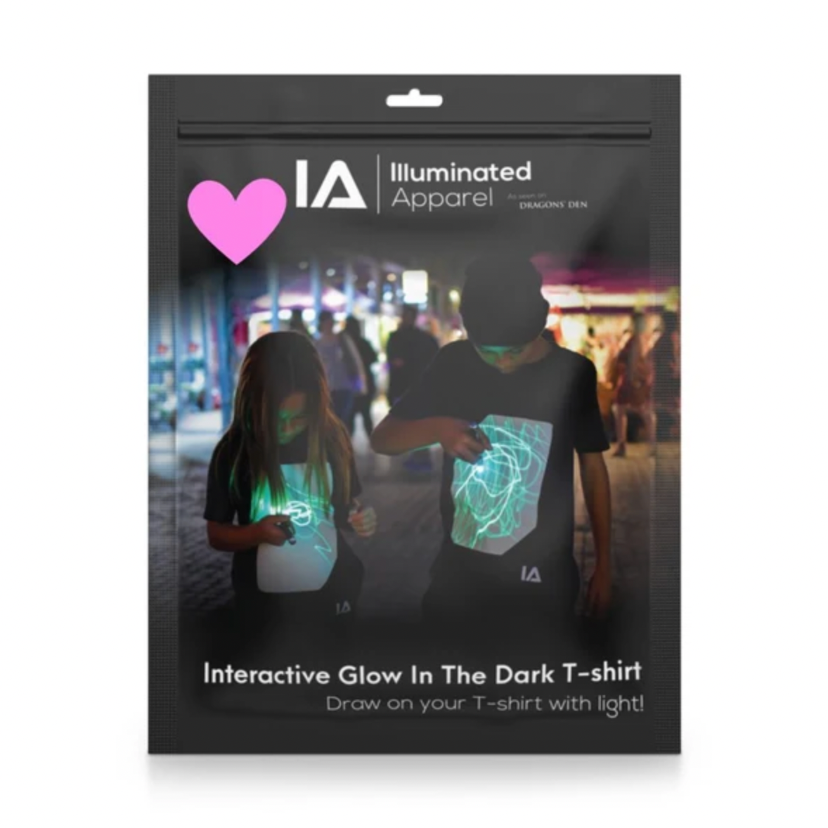Illuminated Apparel Interactive Glow In The Dark T-Shirt - Love Heart
