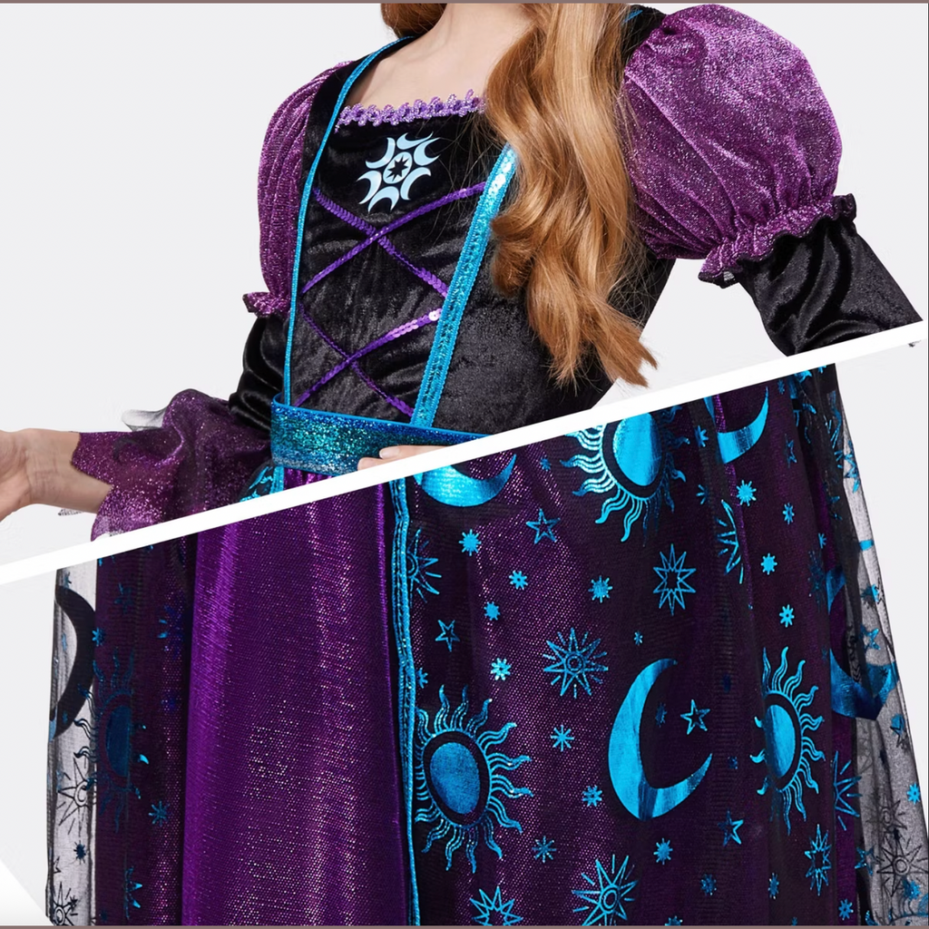Joyfy Halloween Costume Witch Dress with Broom and Hat