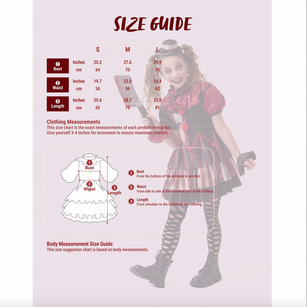 Joyfy Halloween Girls Scary Clown Costume
