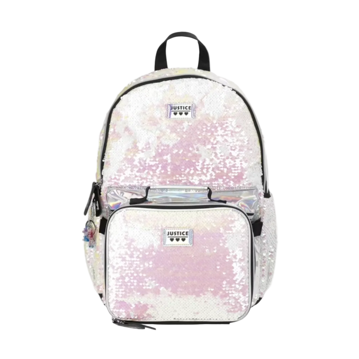 Justice Girls 17" Sequin Backpack & Lunch Tote Set - White