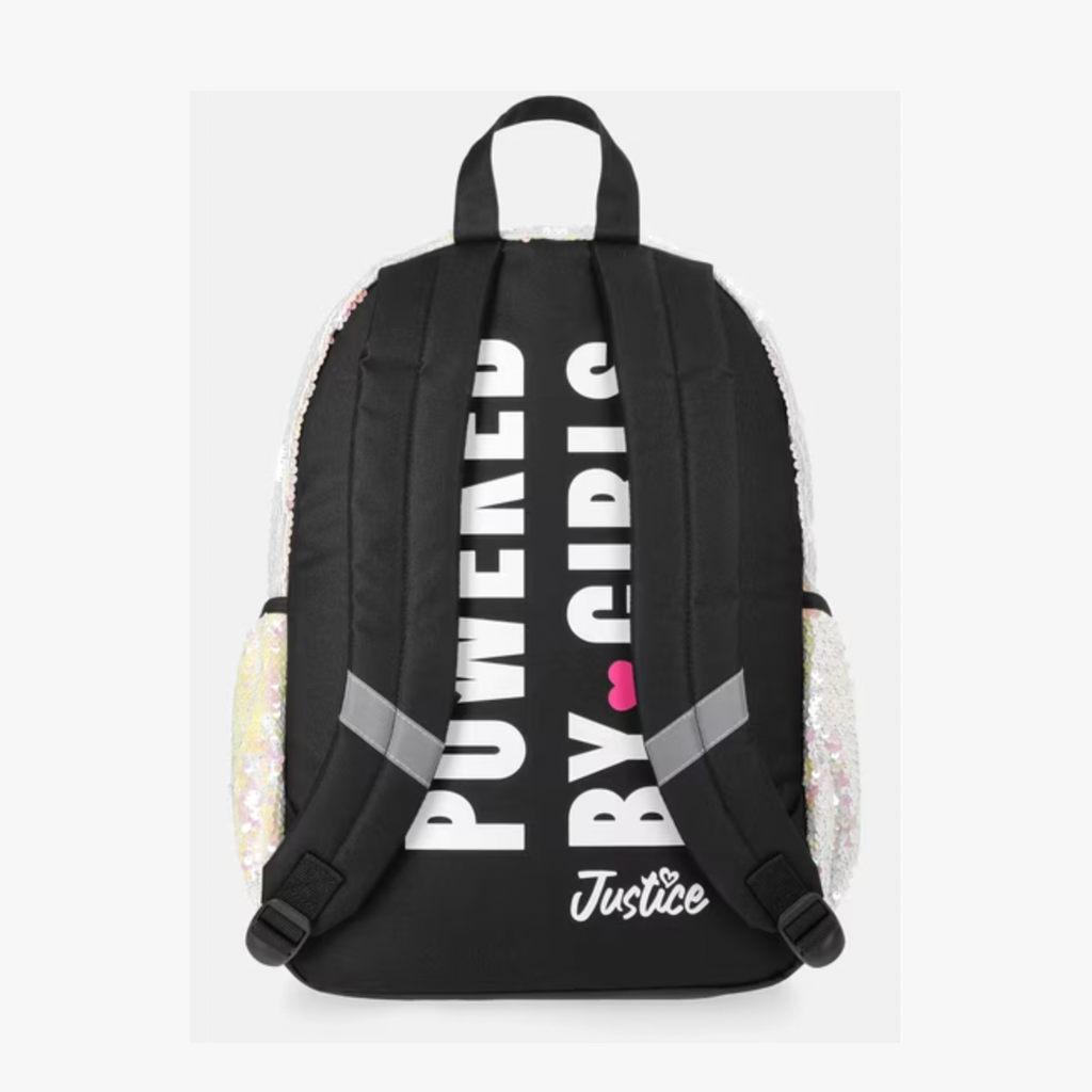 Justice Girls 17" Sequin Backpack & Lunch Tote Set - White